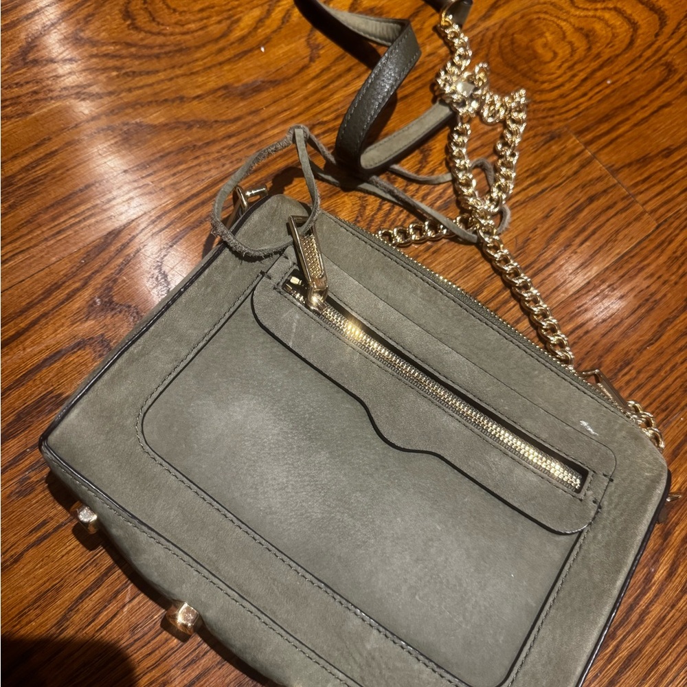 Rebecca Minkoff Elegant Olive Green Leather Crossbody Bag